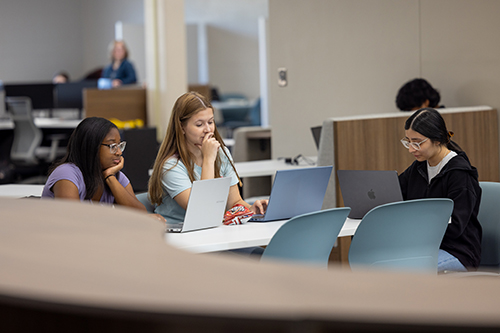 Students read and study in the newly renovated JSCC Learning Commons.