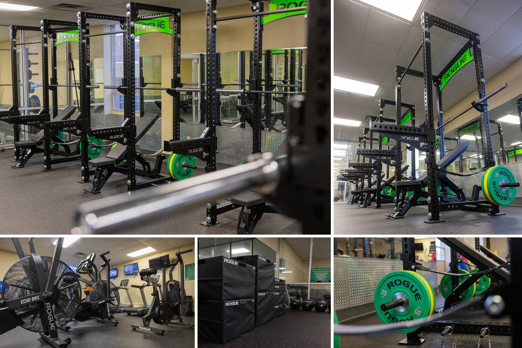 Collage showing new equipment inside the JSCC Fitness Center.